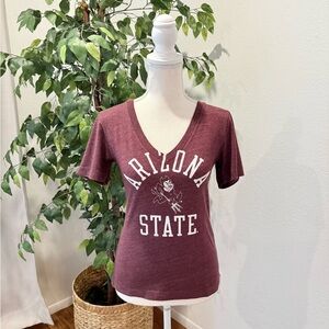 Arizona State Maroon V-Neck T-Shirt Size Small